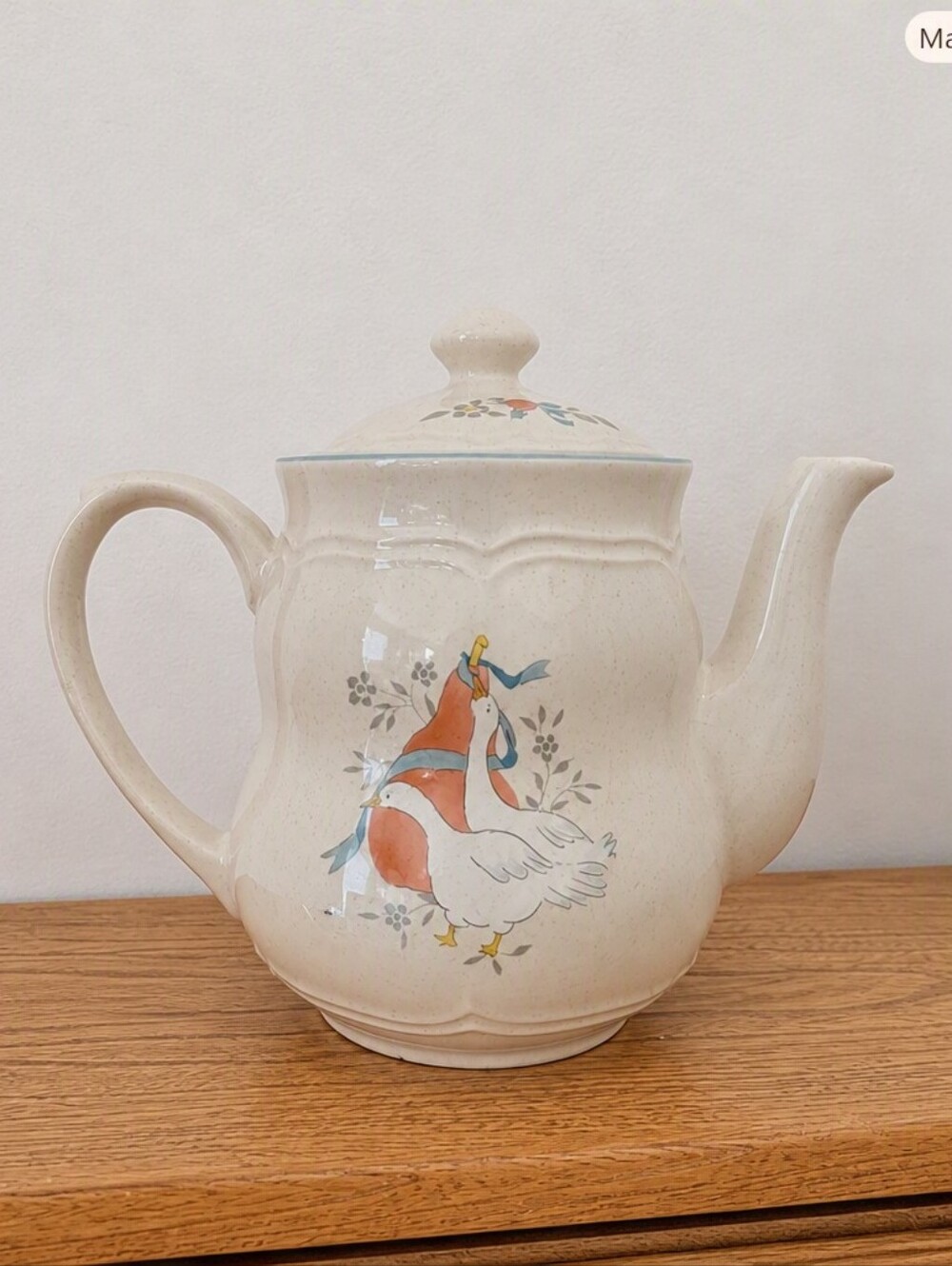 Vintage International China Marmalade Teapot | Country Geese/ Goose